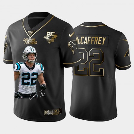 Maillot Carolina Panthers Christian McCaffrey 22 Seasons 25 Special Signature Golden Edition Vapor Limited - Homme